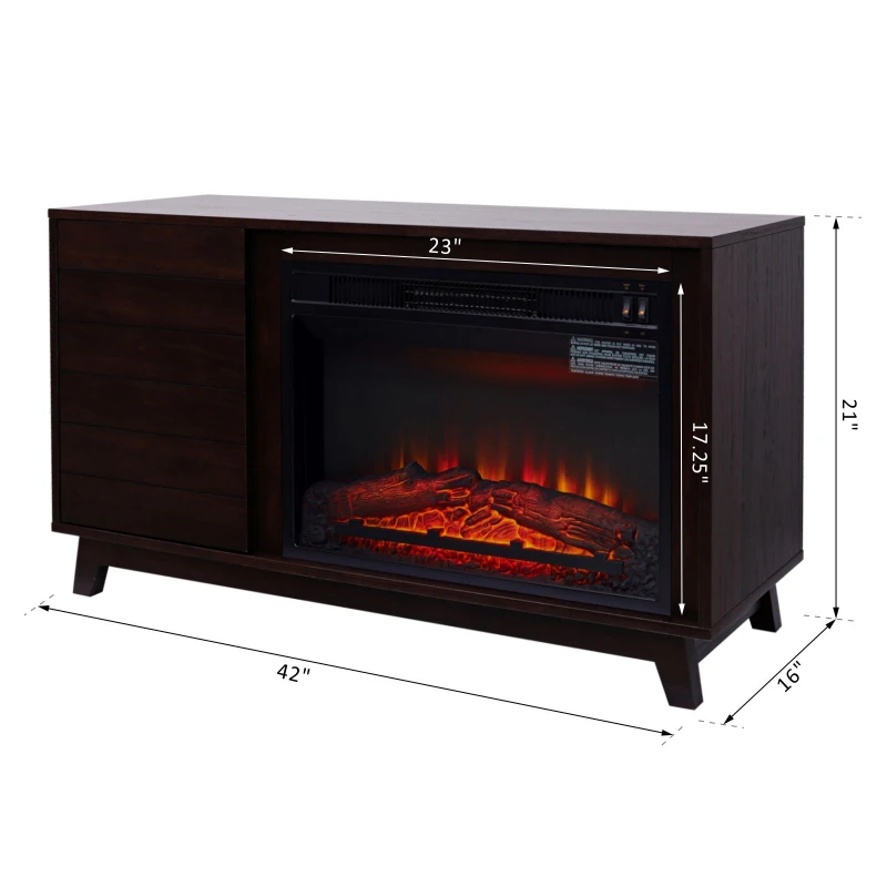 HOMCOM Electric Fireplace TV Stand for TV Up to 50"  Home Living Room Wooden Media TV Stand Fireplace