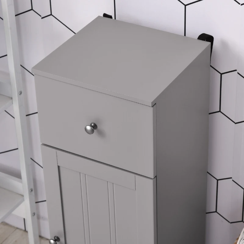 kleankin Short Bathroom Storage Cabinet, Cabinet Organizer with 1 Drawer and Adjustable Shelf for Living Room, Grey