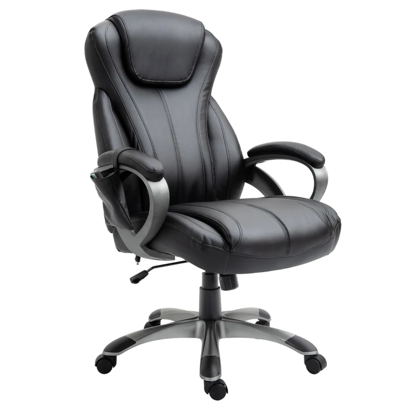 Vinsetto 4-Point Vibration Massage Executive Office Chair High Back Height Adjustable Padded Seat with Wheels, Black