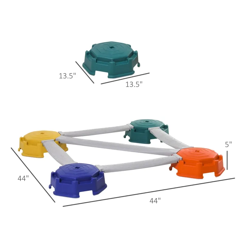 Qaba 9pcs Kids Balance Beam Balance Bridge Gym Toy for toddler Balance Strength Coordination Training Floor Game Preschool Learning Toy with Non-slip Surface