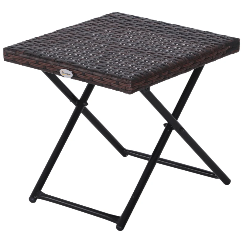 Outsunny 3pcs Patio Wicker Lounge Chair Set Side Table w/ Cushion