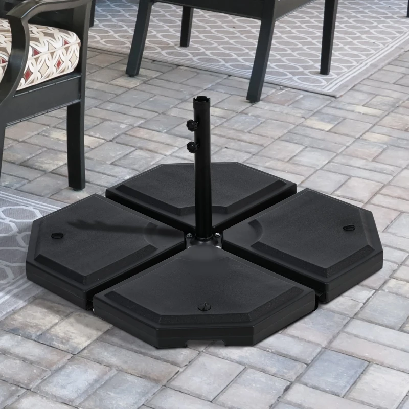 Outsunny 132 lbs Water/Sand Heavy-Duty Cantilever Offset Patio Umbrella Base Weights with Easy-Fill Spout, Black