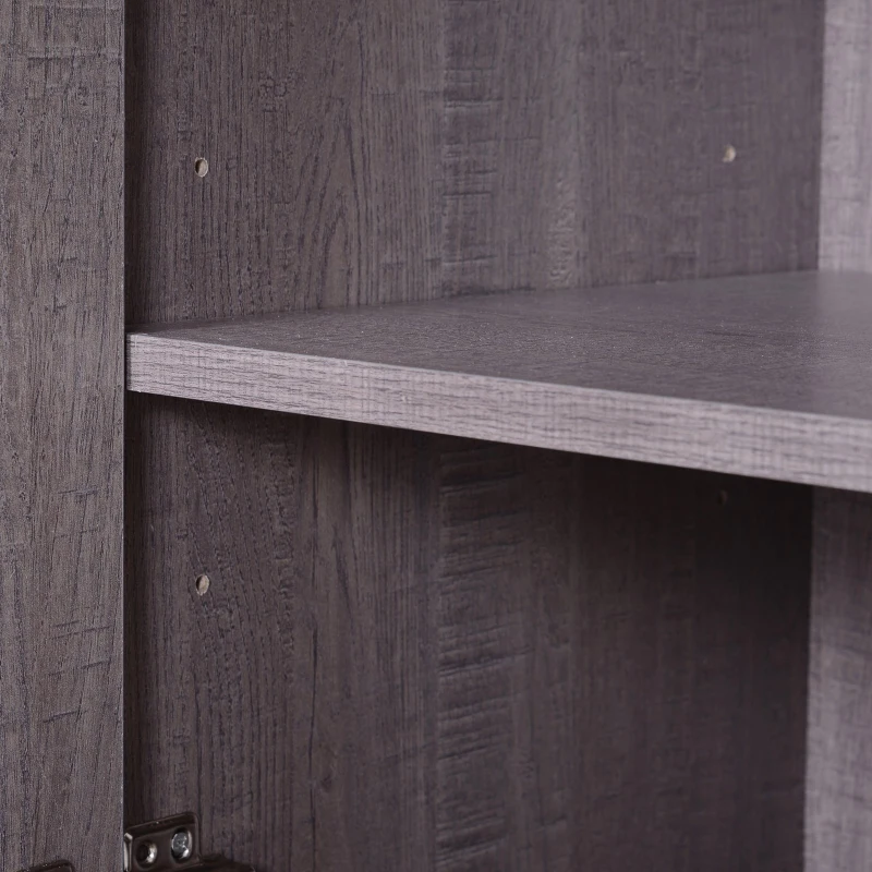 HOMCOM Microwaves Cart on Wheels with Storage Shelf and Cabinet Grey Wood Grain