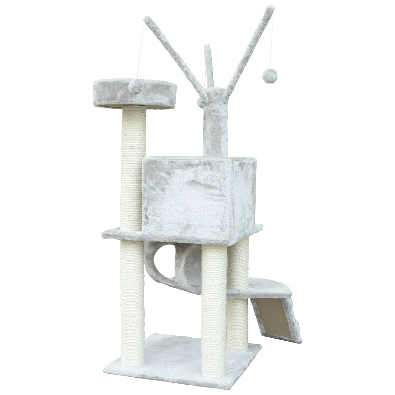 PawHut 47-inch Pet Cat Scratch Tree Condo Post Cat House Scratcher Bed Toys Pet Supply