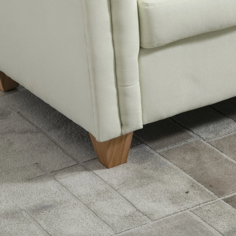 HOMCOM 2-Seater Oversize Loveseat Linen Fabric Sofa Couch 72.8 Inches with Rubberwood Legs & Rolled Arms for Living Room, White