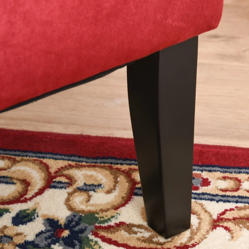 HOMCOM Retro High Back Upholstered Accent Chair Armless Velvet Living Room Chair with Curved Backrest and Birch Legs, Red