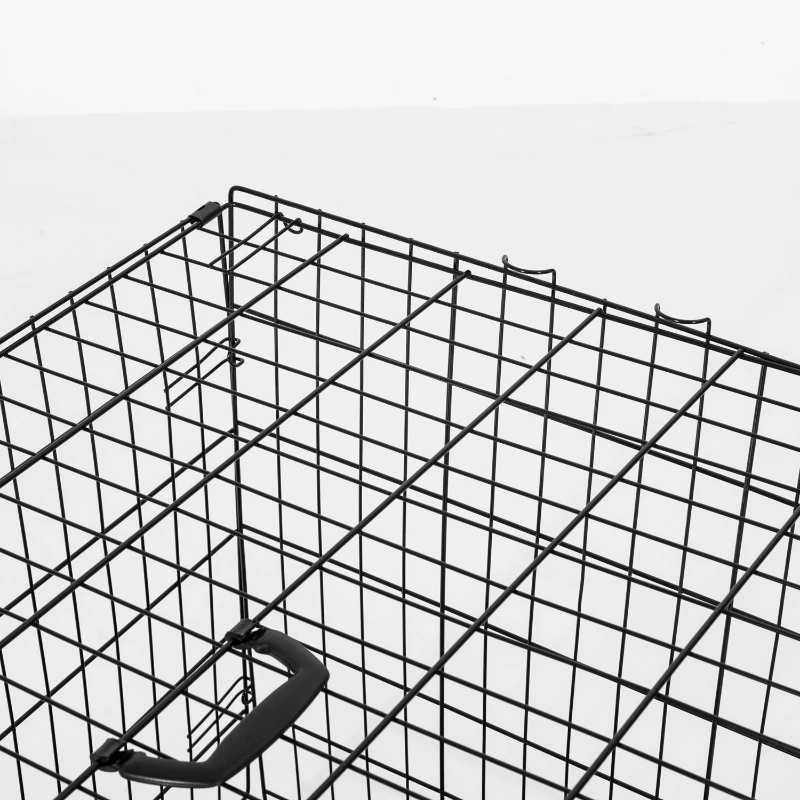 PawHut 48"x30"x32" Double Door Folding Metal Dog Crate Pet Cage Exercise Kennel Puppy House Playpen w/ Plastic Tray