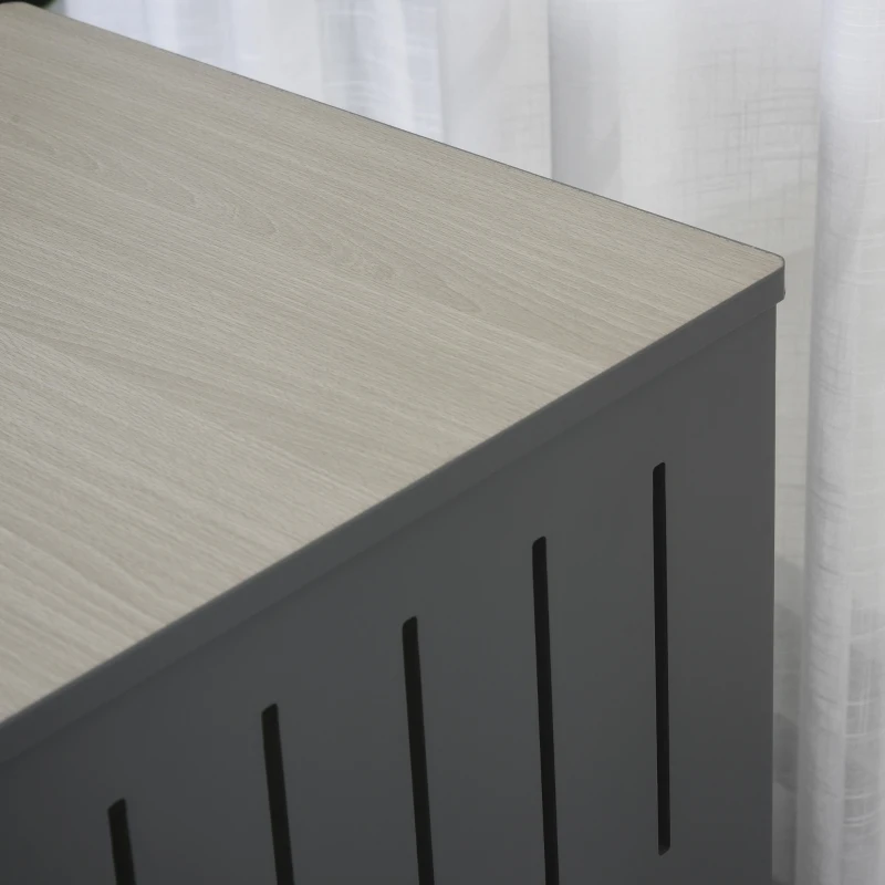 PawHut Double-Decker Cat Luxury Lower Level Litter Box and Upper Level House, Grey