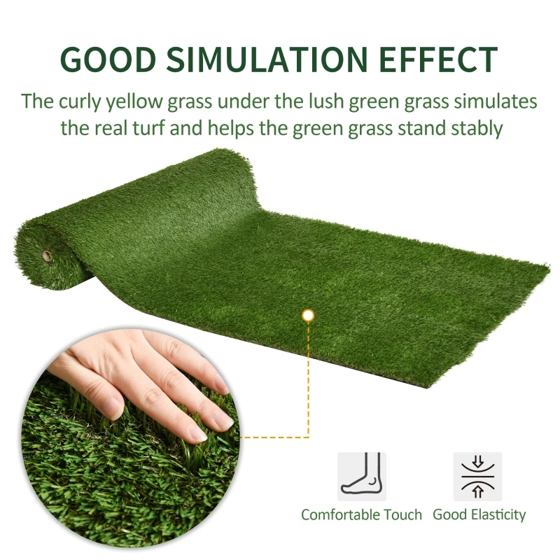 Outsunny 13' x 3.3' Synthetic Artificial Grass Turf Realistic Fake Thick Grass with UV Protection & Drain Holes, Outdoor Easy to Clean Lawn Pet Turf with High Density, 1.2'' Height