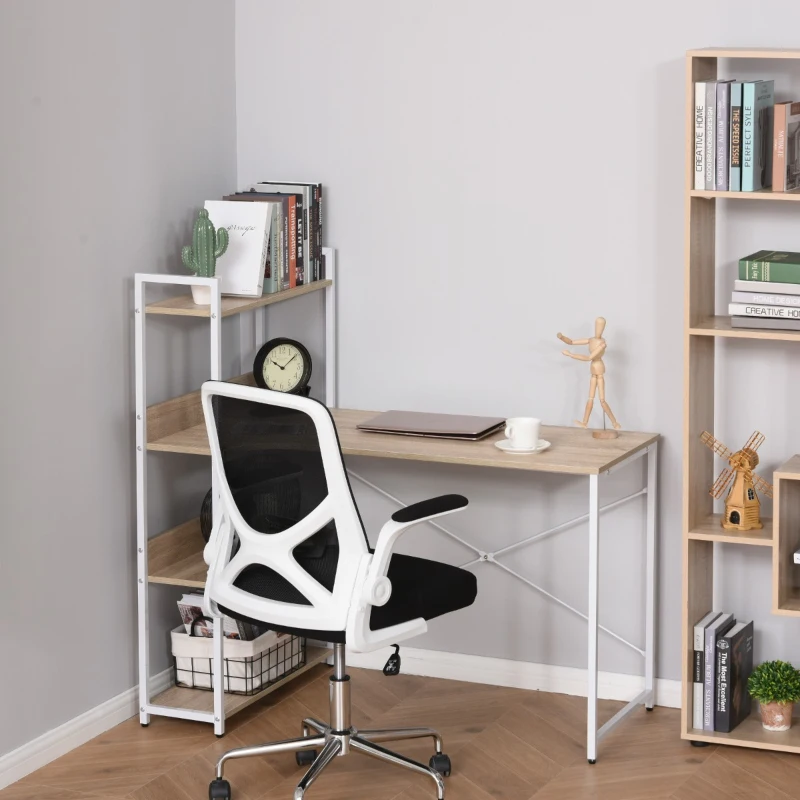 HOMCOM Industrial Office Desk with Storage Shelf Computer Workstation for Home Office