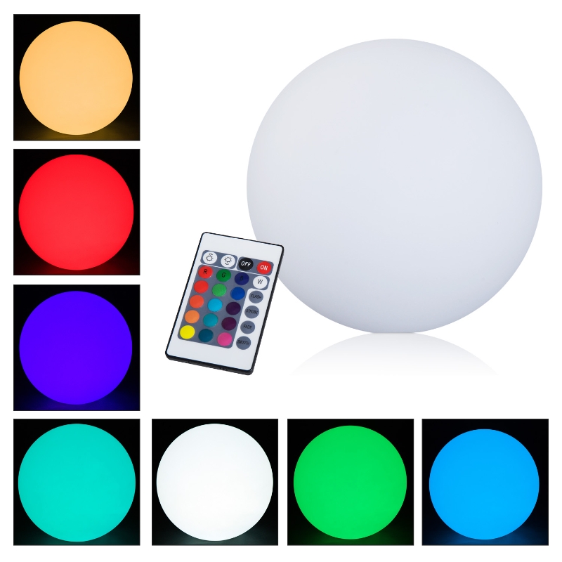 HOMCOM 11.75" RGB Waterproof Rechargeable Adjustable Color Changing Ball With Remote Control