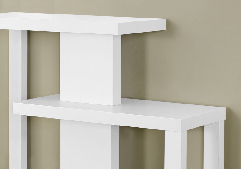Monarch 32" Modern 3-Tier Open Concept Design Wood Grain-Look Accent Console Table - White Finish