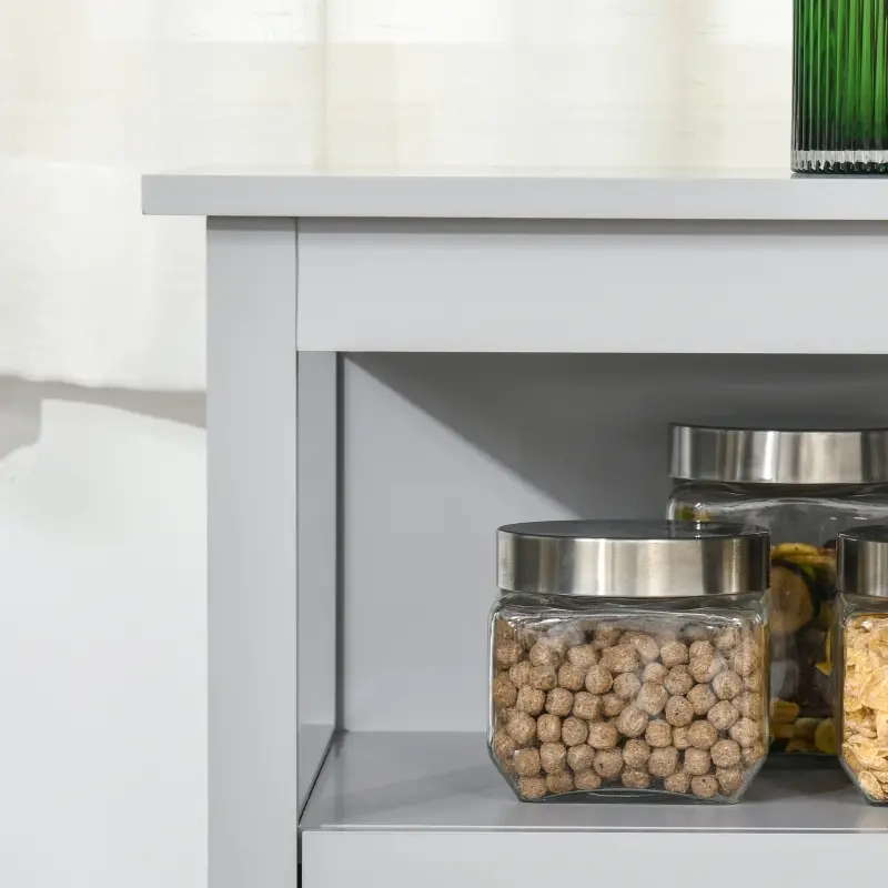 HOMCOM Sideboard Buffet Cabinet with Open Shelf, Glass Doors and Adjustable Shelf, Accent Cabinet for Kitchen, Living Room, Gray