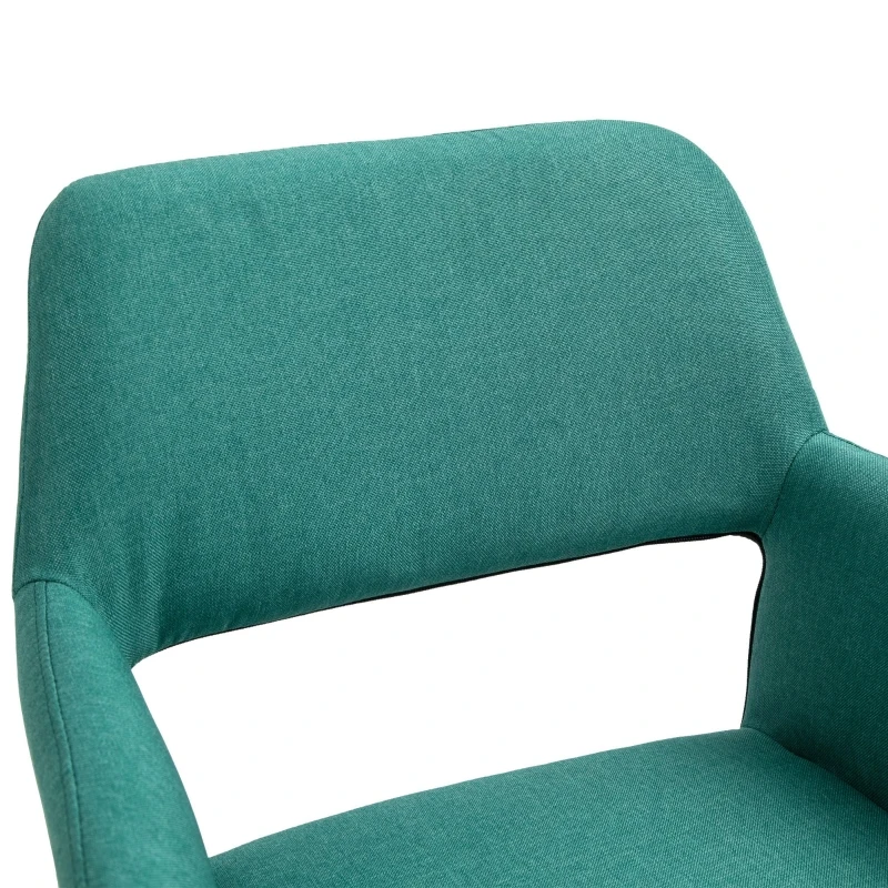 HOMCOM Dining Chairs Set of 2 Home Modern Accent Armchair for Bedroom Living Room with Fabric Surface and Solid Wood Legs, Green