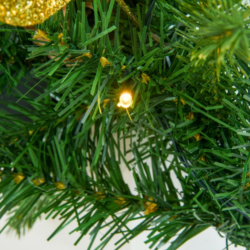 HOMCOM 9FT Pre-Lit Christmas Garland Decoration Artificial Greenery w/ Pine Cone  Ball