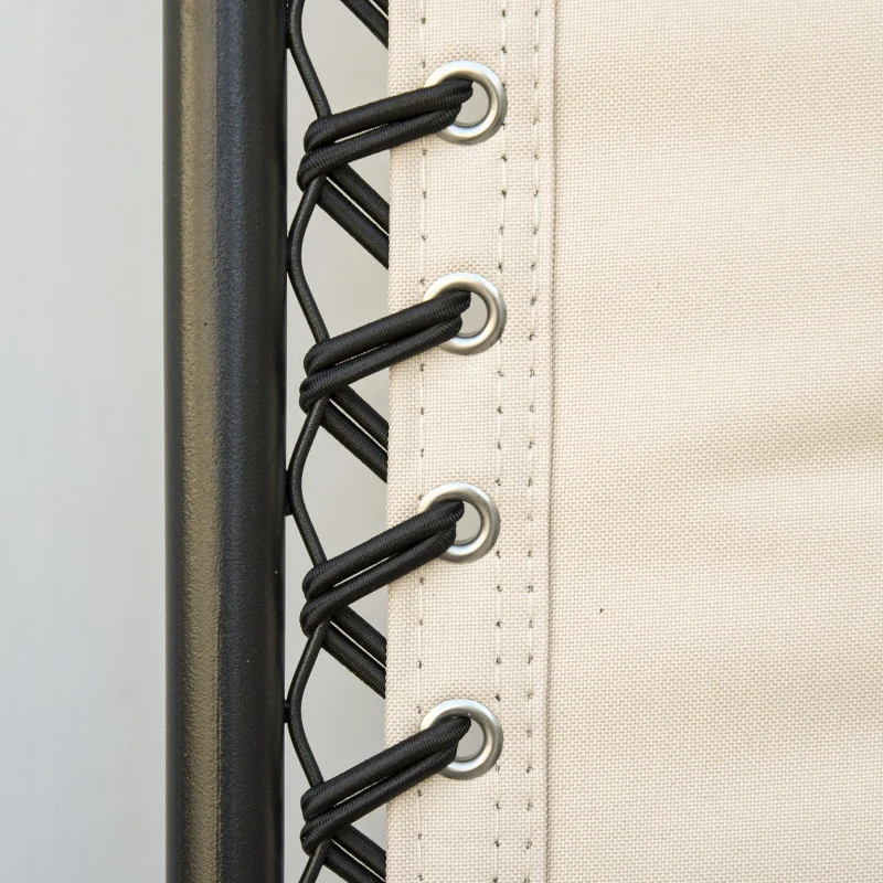 Outsunny Foldable Outdoor Lounge Chair with Footrest, Oversized Padded Zero Gravity Lounge Chair with Headrest, Cup Holders, Armrests for Camping, Lawn, Garden, Pool, Beige