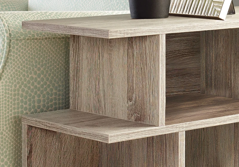 Monarch 24" Modern 3-Tier Open Concept Display Shelves Wood Grain-Look Accent Side End Table - Dark Taupe Finish