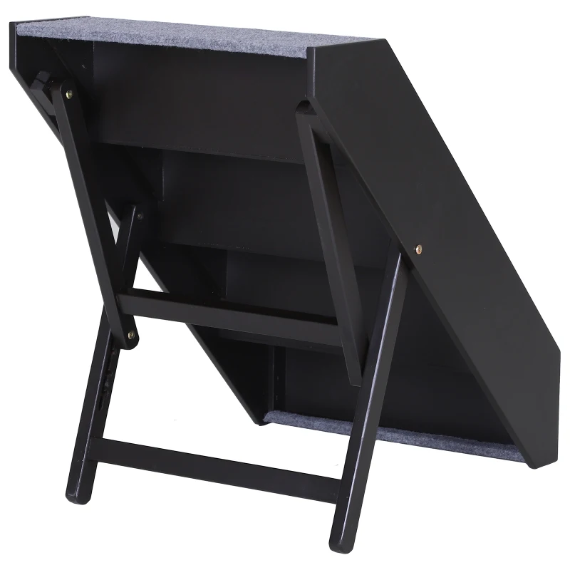 PawHut Foldable 4-Step Pet Stair with Adjustable Height Felt Fabric