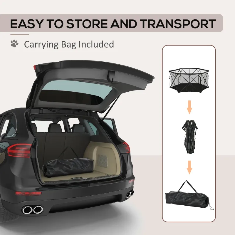 PawHut Folding Portable Pet Playpen Soft Dog Cat Puppy Exercise Kennel Pen Crate with Carrying Bag Indoor Outdoor Black