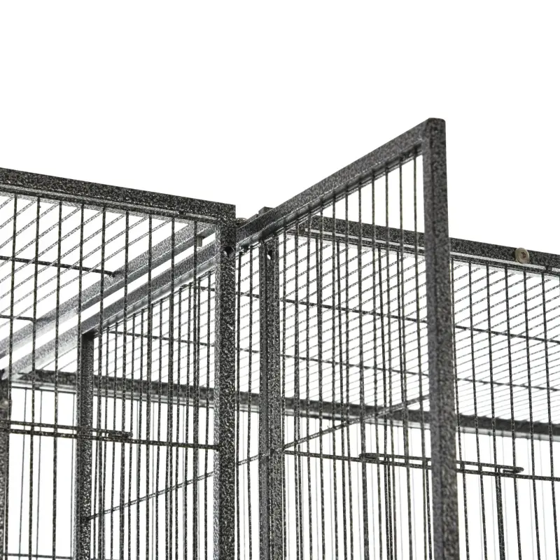 PawHut Rolling 65"L Bird Cage w/ Storage Shelf Wood Perch Food Container