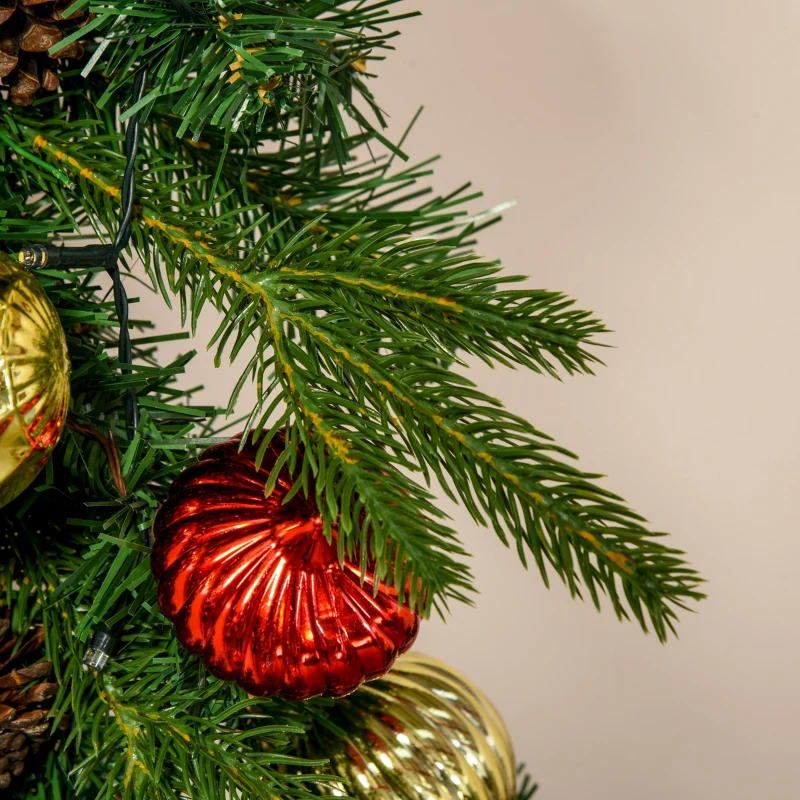 HOMCOM 9FT Pre-Lit Christmas Garland Decoration Artificial Greenery w/ Pine Cone  Ball