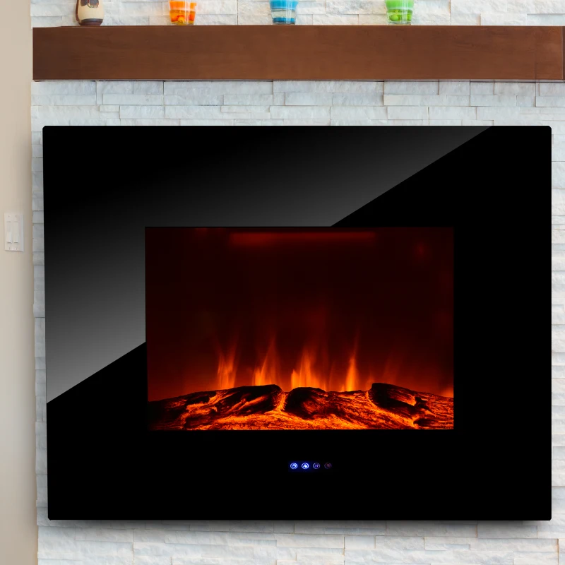 HOMCOM Wall Mounted / Free Standing Electric Fireplace 750W/1500W w/ Remote