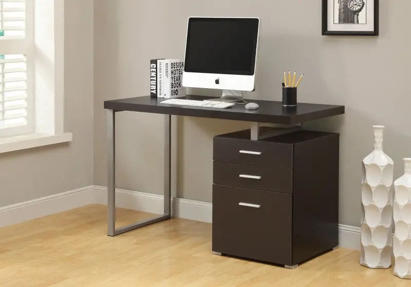 Monarch 48" Left or Righ Facing Computer Desk with Storage Drawers - Cappuccino