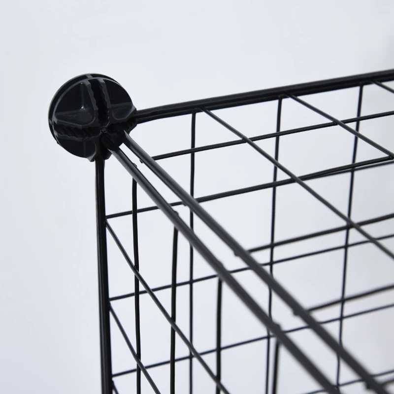 PawHut DIY Pet Playpen Wire Rabbit Cage for Kitten, Chinchillas & Small Animals with 6 Independent Trays - Black