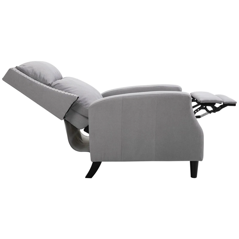 HOMCOM Reclining Manual Sofa Chair with 135 Degree Pushback, and Retractable Footrest, Grey