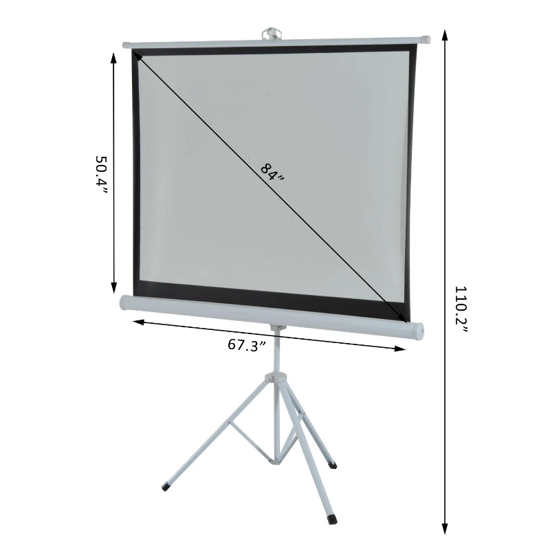 Homcom 84" Portable Projection Screen 4:3 Home Cinema Folding Adjustable Tripod Stand
