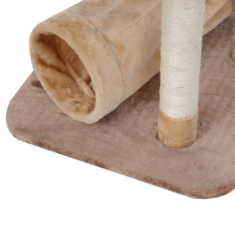 PawHut 29" Cat Tree Scratcher Post Pet Furniture with Tunnel Brown