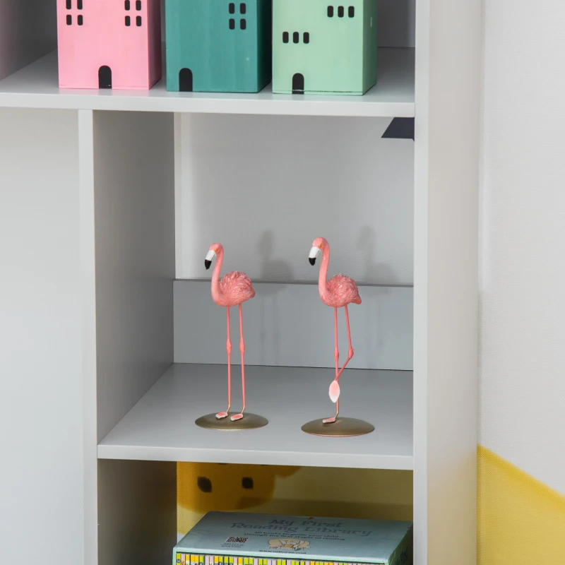 HOMCOM Kids Cube Storage Shelves with Bins and Large Storage for Kids Bedroom, Multiple Storage Units for Big Capacity Kids Shelf with Seat Featuring Thick Cushioning, Grey