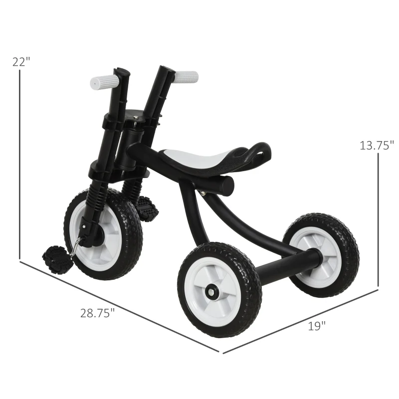 Qaba 3 Wheel Kids Tricycle Toddler Walking Trikes with Adjustable Seat for 3-6 Years old Boys & Girls Black