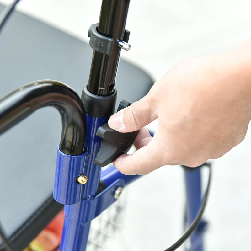 HOMCOM Adjustable Rollator Walker for Seniors with a Foldable Comfort Design, Steel Handbrakes, & Storage Space