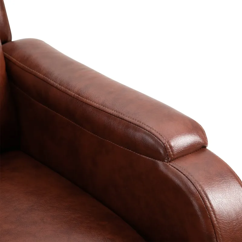 HOMCOM Massage Recliner Chair Padded Seat Cushion 165° Reclining Sofa with Side Pocket for Living Room, PU Leather, Remote Control, Light Brown