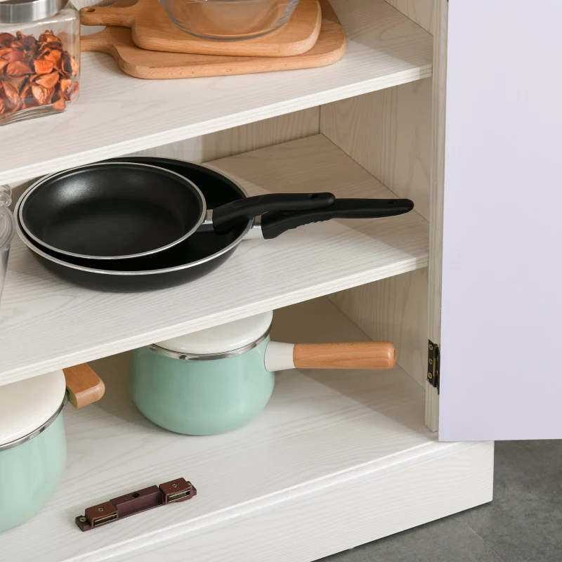 HOMCOM 71" Freestanding Kitchen Pantry Traditional Storage Cupboard Floor Utility Cabinets with Drawer for Living Room, Hallway,Ivory