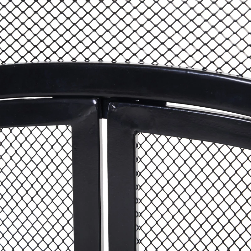 HOMCOM Fireplace Mesh Screen with Hinged Magnetic Doors and Standing Decorative Scrollwork