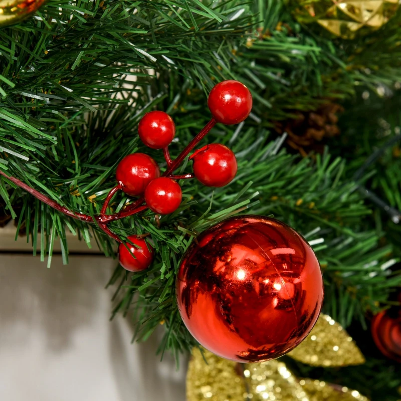 HOMCOM 9FT Pre-Lit Christmas Garland Decoration Artificial Greenery w/ Pine Cone  Ball