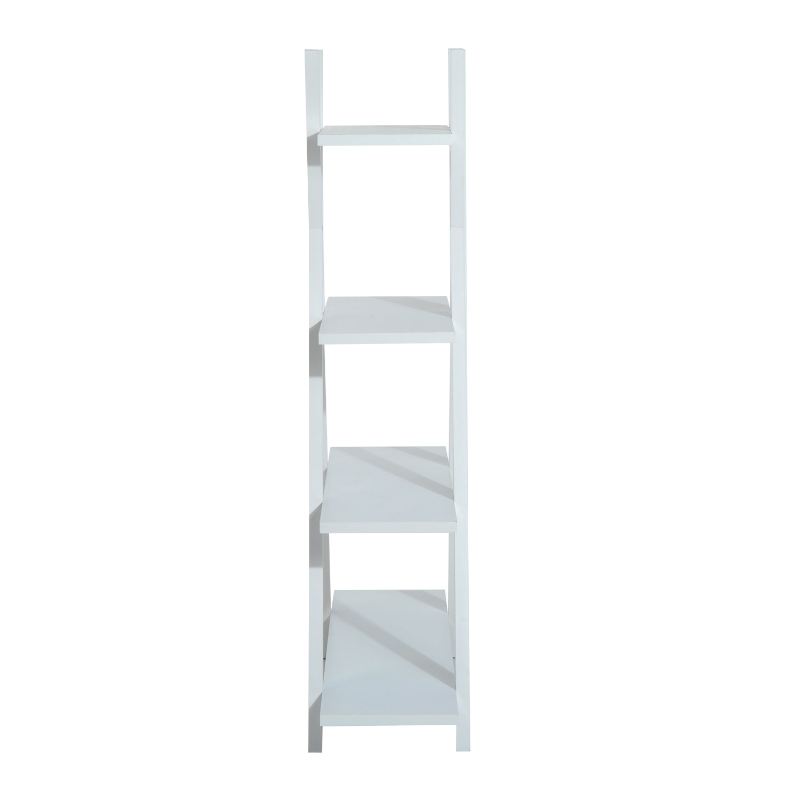 HOMCOM Wooden A Frame Bookshelf 4-tier Ladder Display Shelf Storage Stand Home Furniture White
