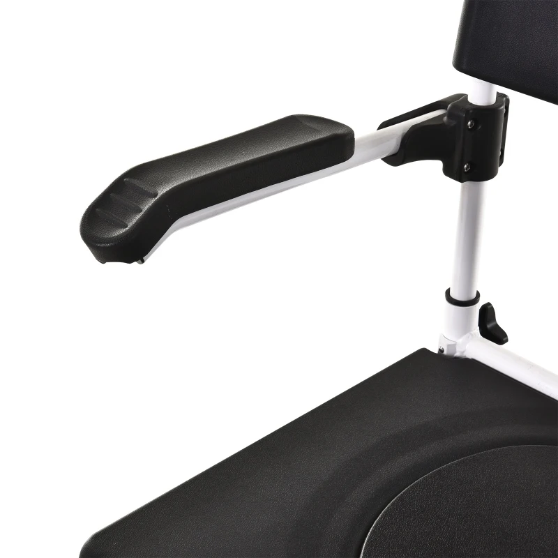 HOMCOM Personal Mobility Assist Bedside Commode Toilet Chair with 30° Reclining Backrest & Four Rolling Wheels