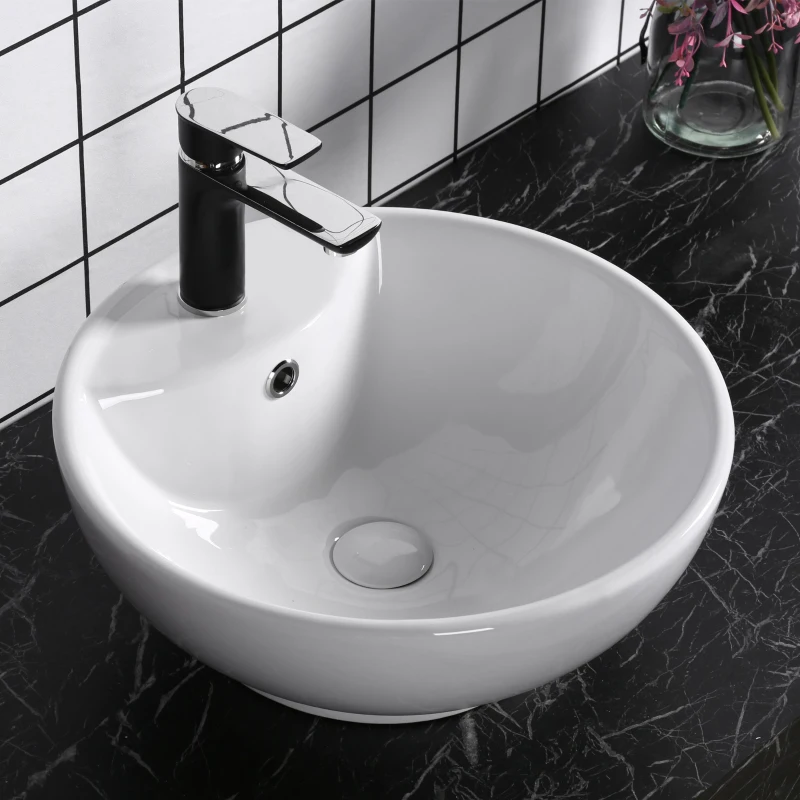 kleankin Porcelain Art Basin Above Counter Ceramic Bathroom Vessel Vanity Sink