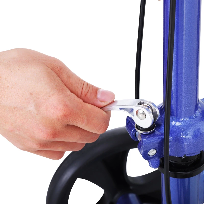 HOMCOM Foldable Dual Pad Steerable Leg Knee Walker Scooter with Basket Attachment - Blue