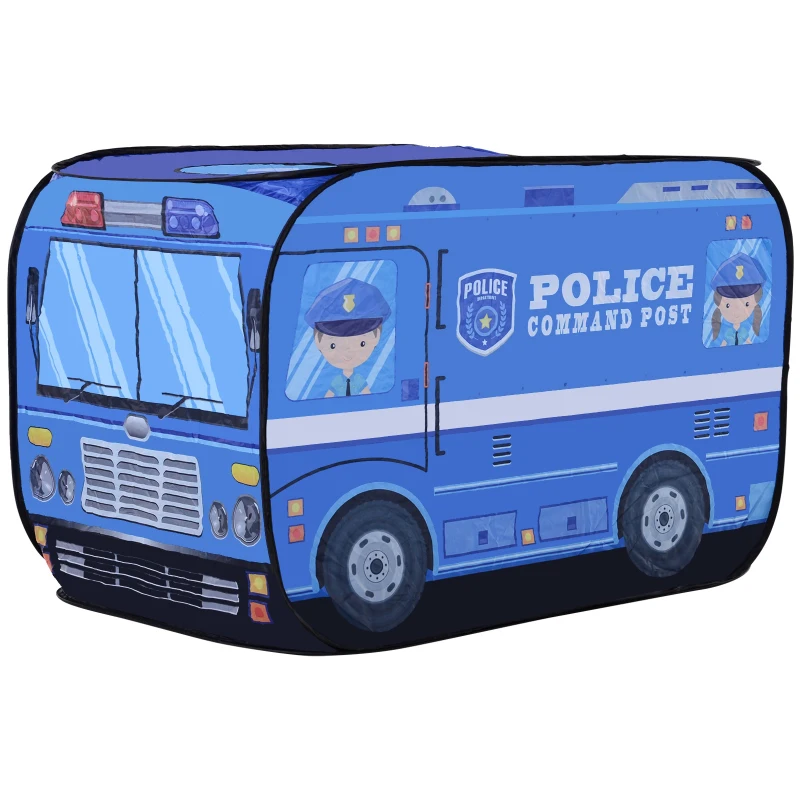 Qaba Kids Police Car Play Tent w/ top opening Pop-up Foldable Blue