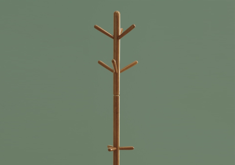 Monarch 69" Contemporary Modern 9-Hook Wooden Coat Tree Hanger Rack - Oak Finish