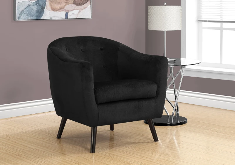 Monarch Tufted Mosaic Velvet Accent Barrel Tub Chair - Black