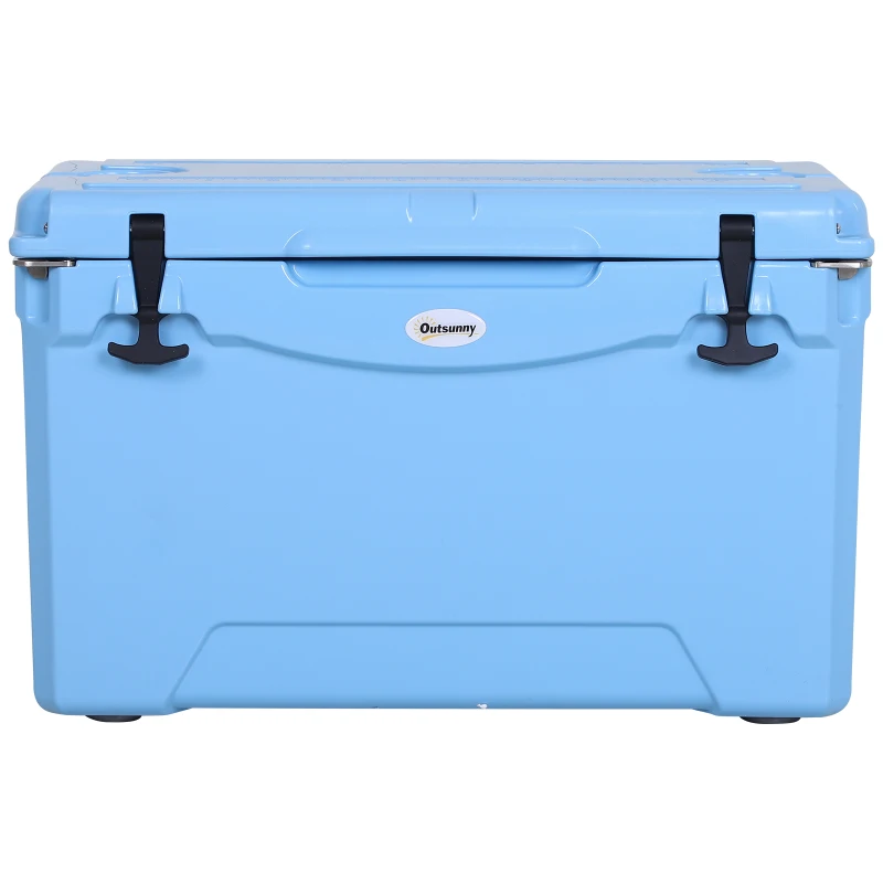 Outsunny 50 Quart Heavy Duty Ice Cooler Outdoor Insulated Cooling Box Easy Portable Cooling Bin Blue