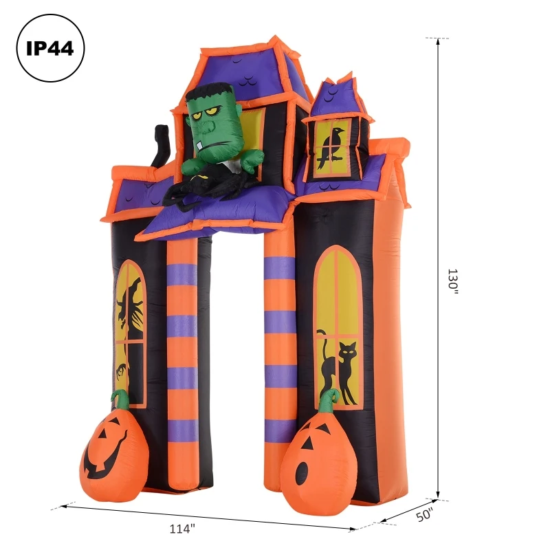 HOMCOM 10’ Halloween Inflatable Archway Indoor Outdoor Decoration - Frankenstein Haunted House