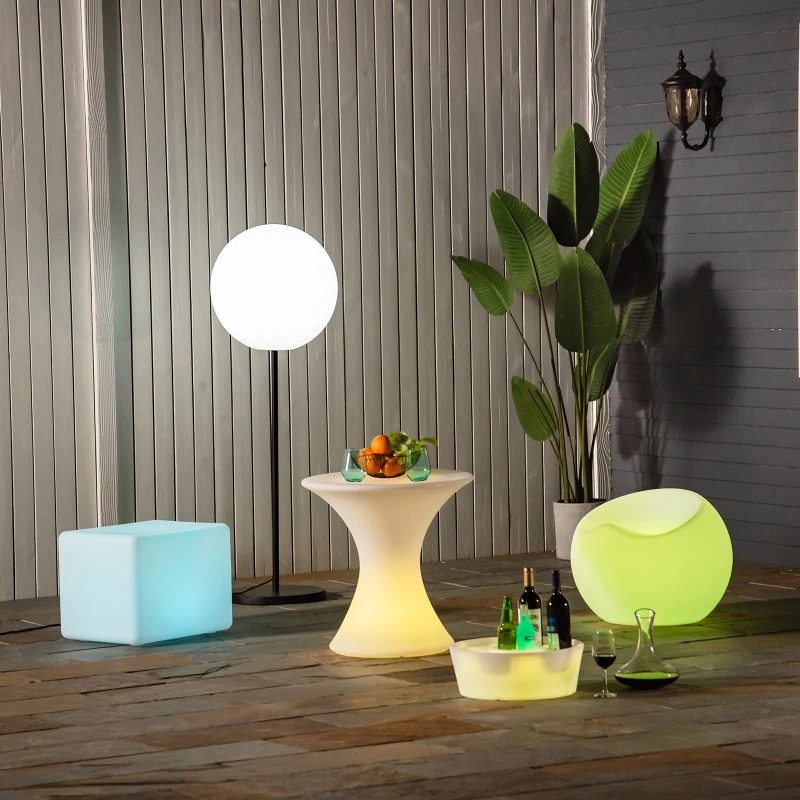 Outsunny 16RGB Colors Rechargeable Magic LED Stool Light With Remote Control Indoor&Outdoor Party