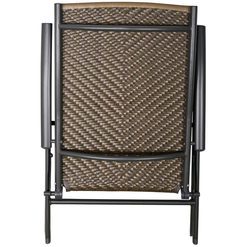 Outsunny Set of 2 Rattan Wicker Patio Dining Chairs with  Backrest Adjustable and Folding Design, Outdoor Recliner Set for Garden, Backyard, Lawn, Balcony, Mixed Gray