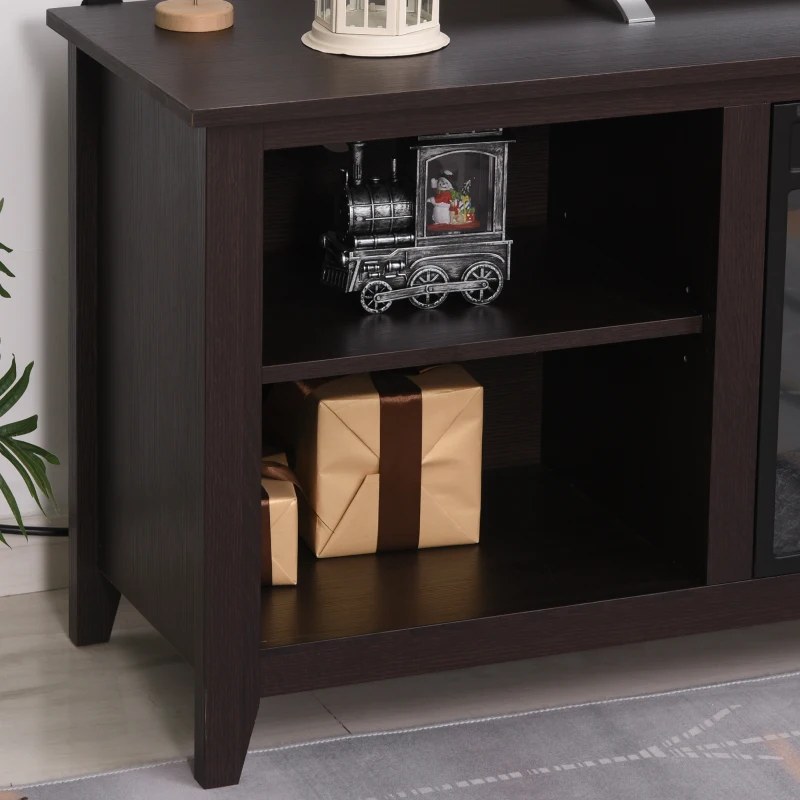 HOMCOM 60" W x 23.5" H Electric Fireplace Mantel TV Stand, Media Console Center Cabinet with 2 Adjustable Shelves, 4 Cable Management Holes and Fits up to 65" TV, Dark Brown
